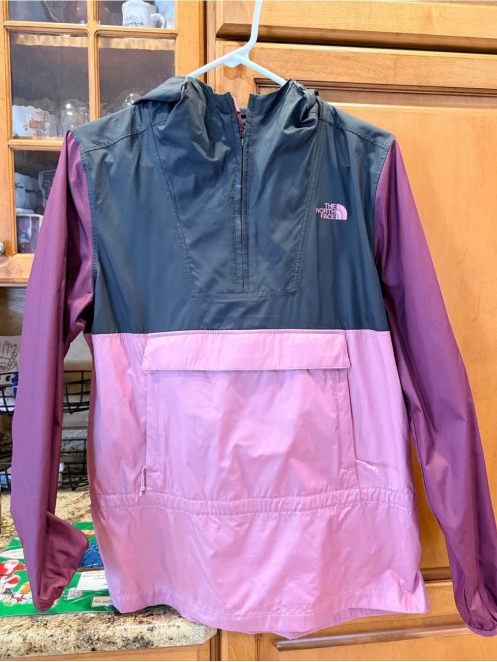 The North Face Colorblock Pullover Rain Anorak — Black, Pink & Purple